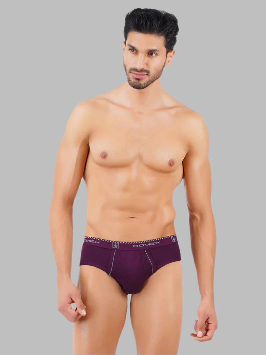 100% Combed Cotton Assorted Colour Outer Elastic Brief Romex (Pack of 2)