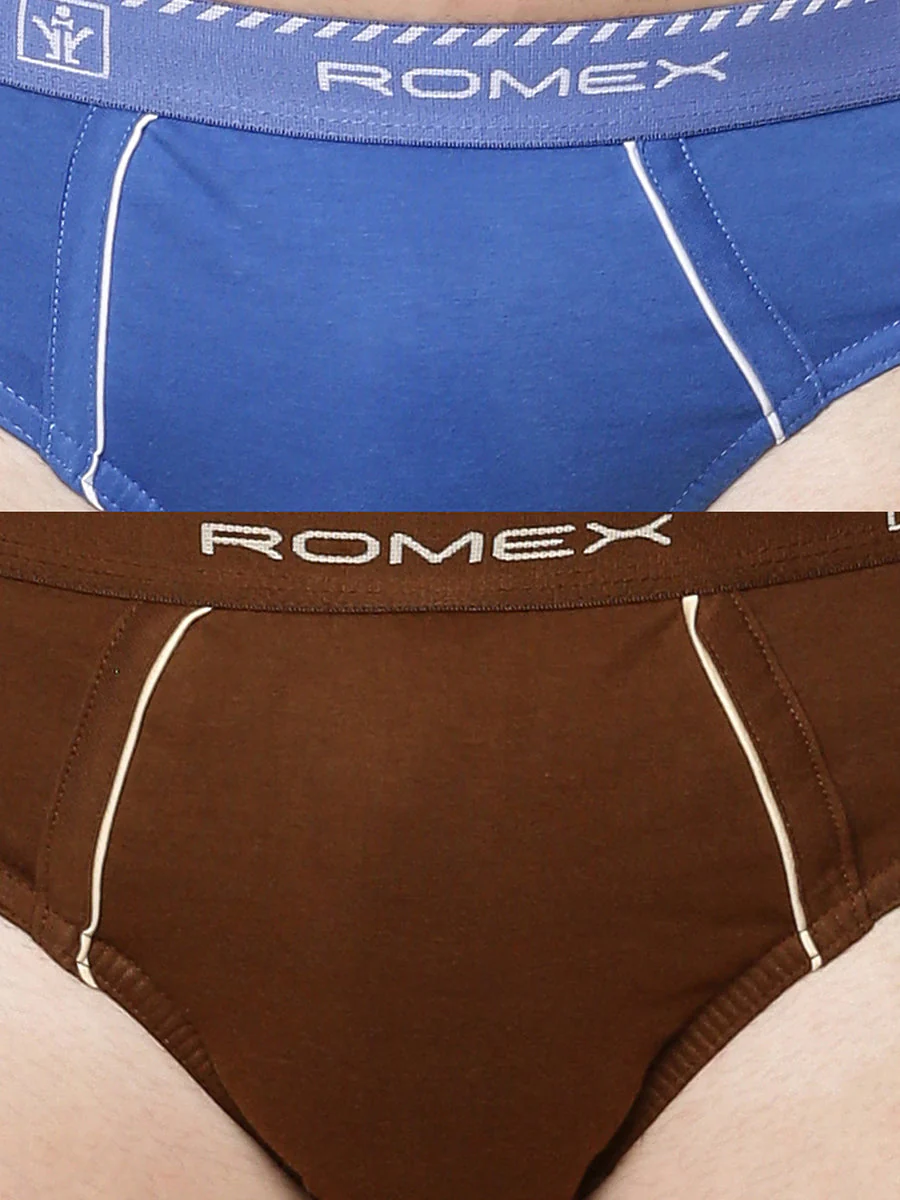 100% Combed Cotton Assorted Colour Outer Elastic Brief Romex (Pack of 2) - Image 6