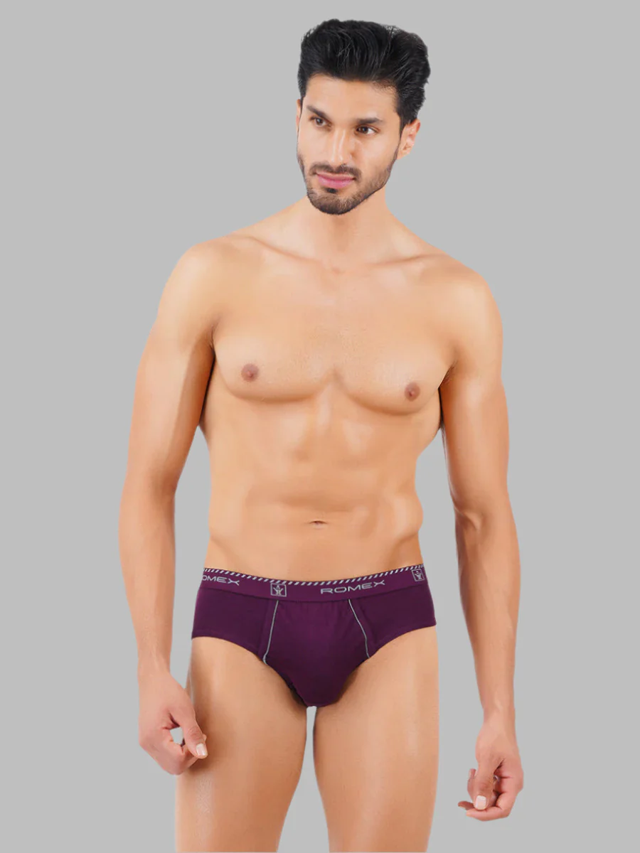 100% Combed Cotton Assorted Colour Outer Elastic Brief Romex (Pack of 4)