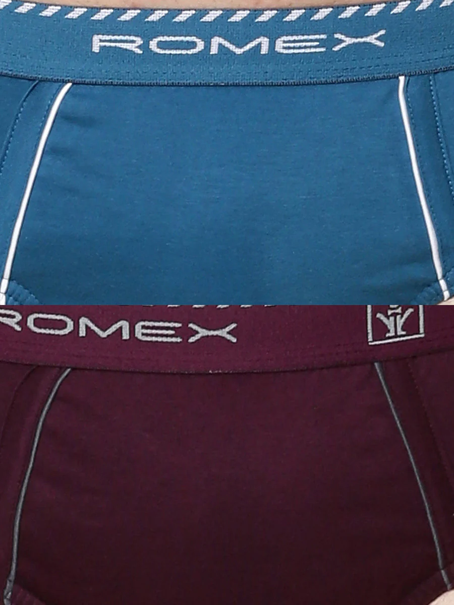 100% Combed Cotton Assorted Colour Outer Elastic Brief Romex (Pack of 4) - Image 7