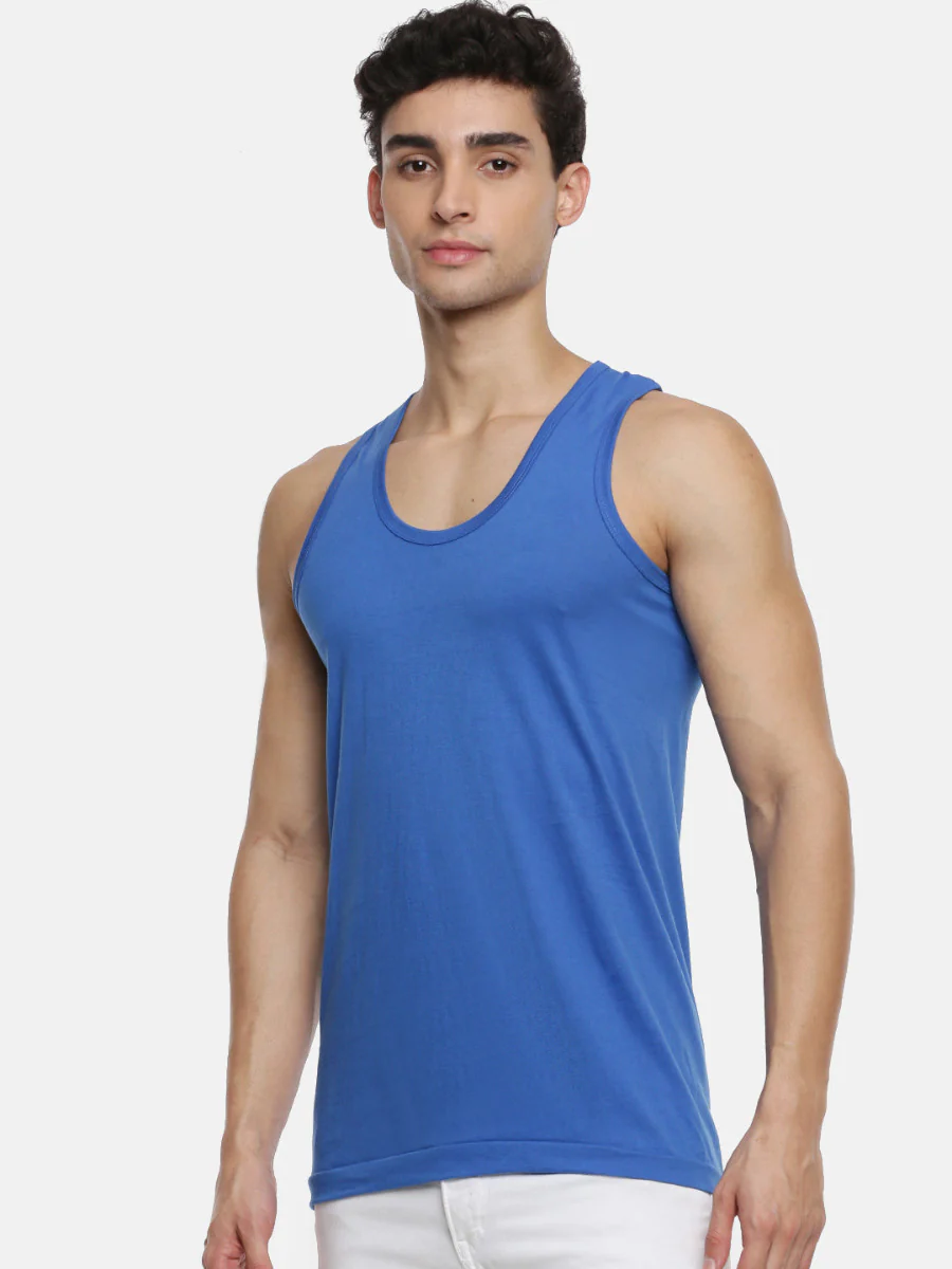 100% Combed Cotton Assorted Colour Vest RN Sukra (Pack of 2) - Image 4