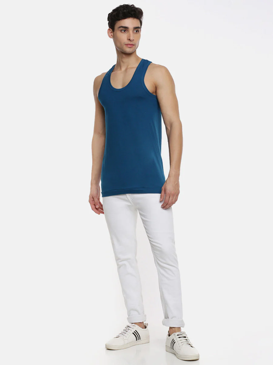 100% Combed Cotton Assorted Colour Vest RN Sukra (Pack of 2) - Image 9