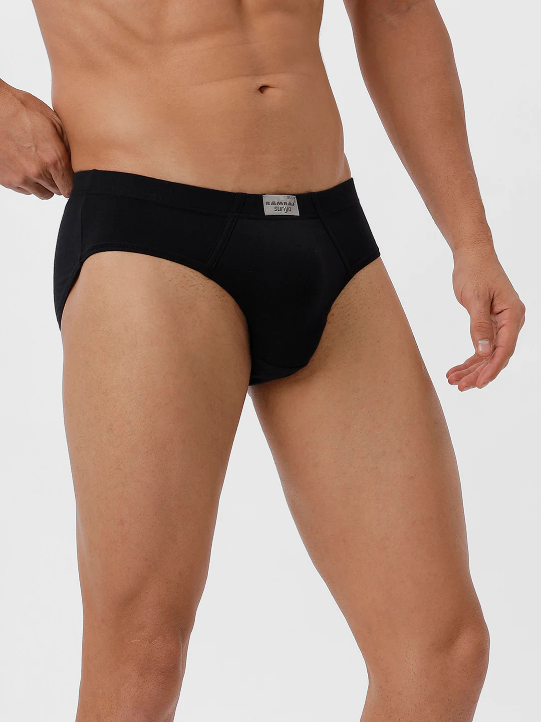100% Combed Cotton Black Inner Elastic Brief Suriya (Pack of 2) - Image 5