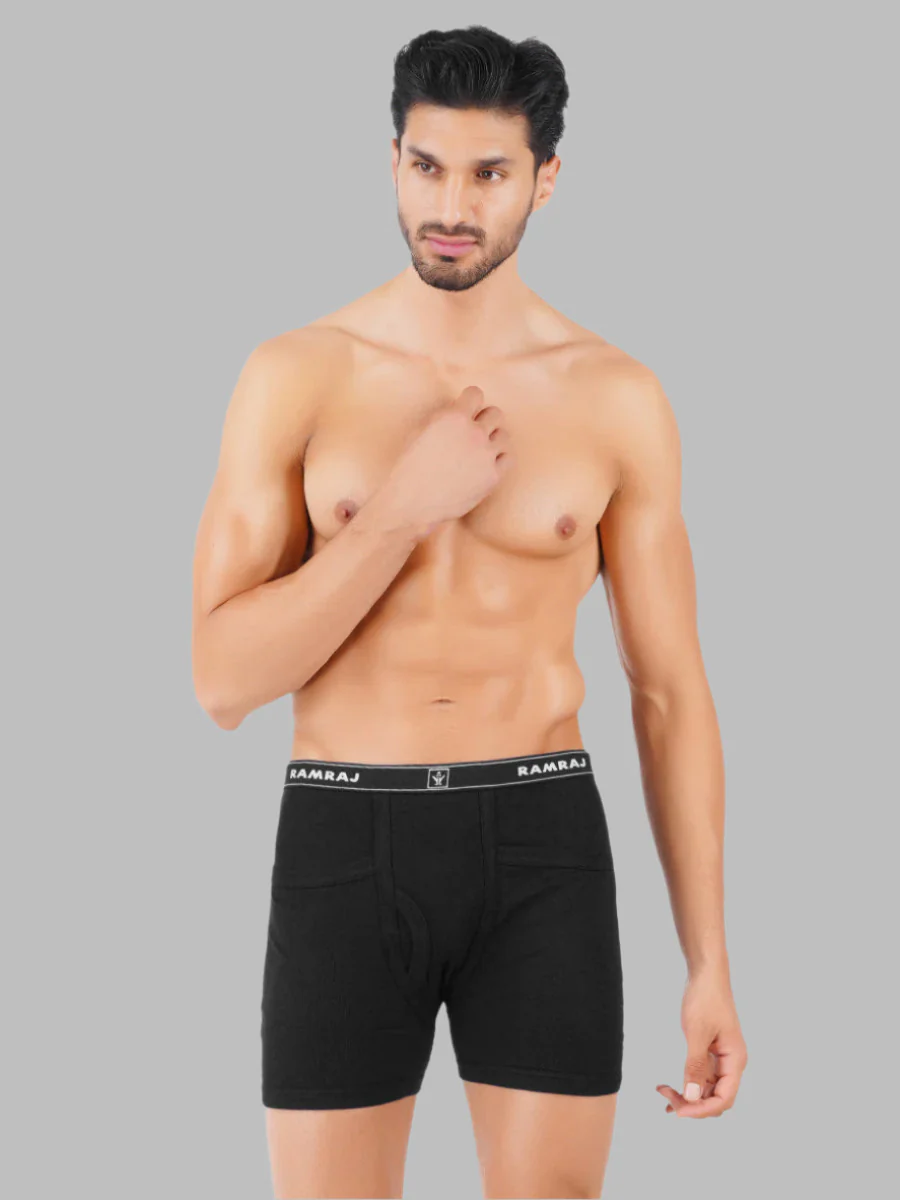 100% Combed Cotton Black Pocket Trunk Plus Size Softex (Pack of 2)