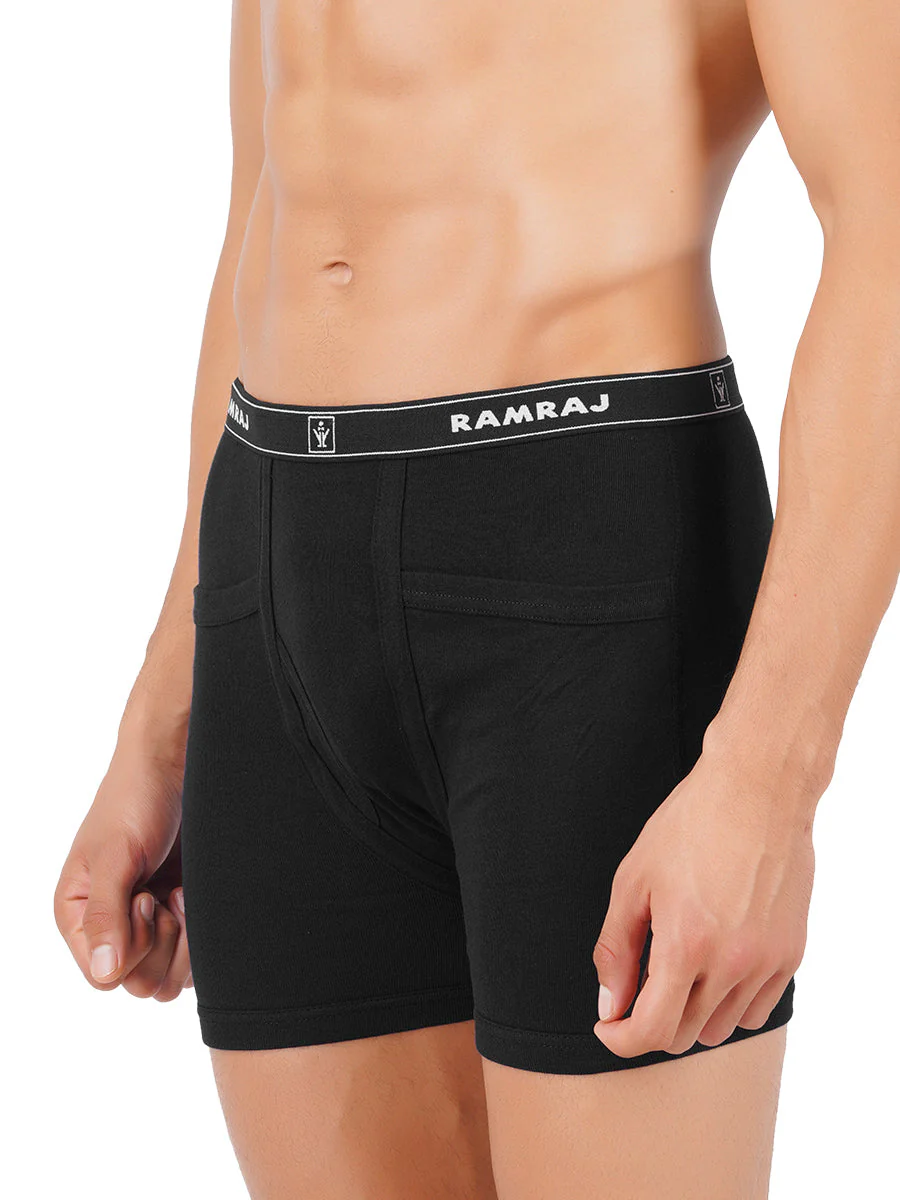 100% Combed Cotton Black Pocket Trunk Plus Size Softex (Pack of 2) - Image 3