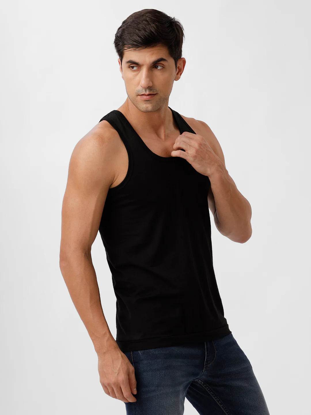 100% Combed Cotton Black Vest RN Sukra (Pack of 2) - Image 4