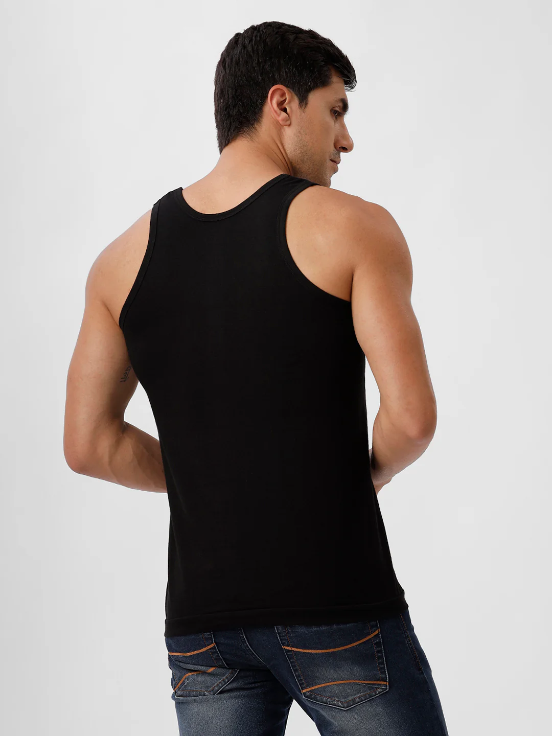 100% Combed Cotton Black Vest RN Sukra (Pack of 2) - Image 5