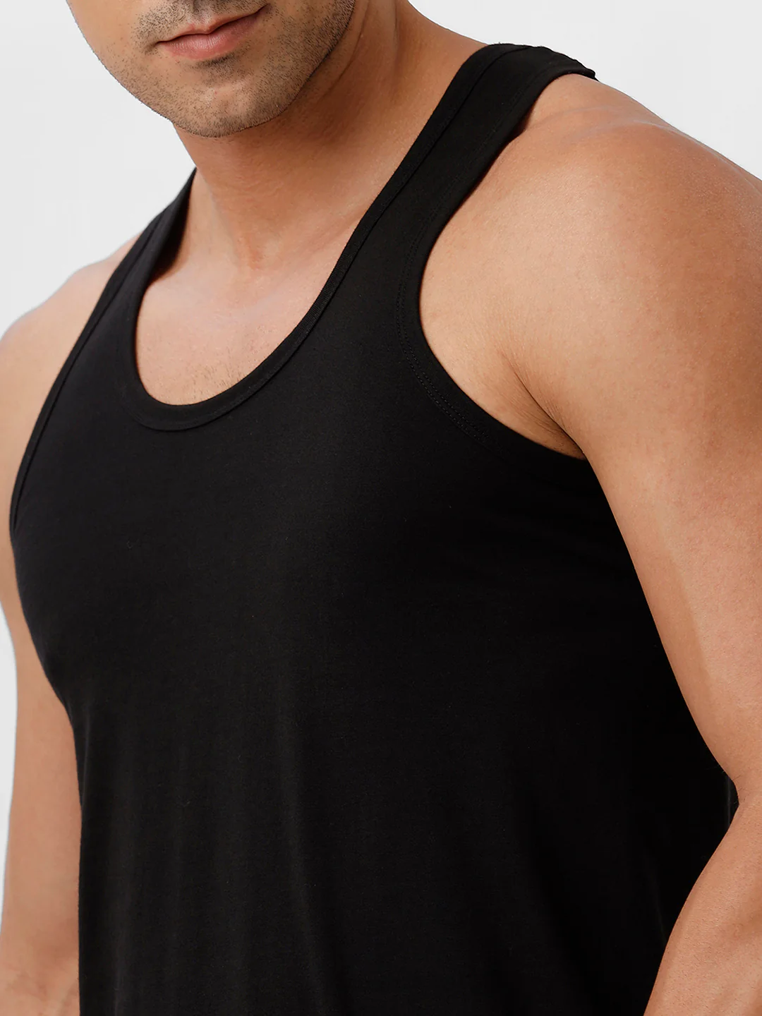 100% Combed Cotton Black Vest RN Sukra (Pack of 2) - Image 6