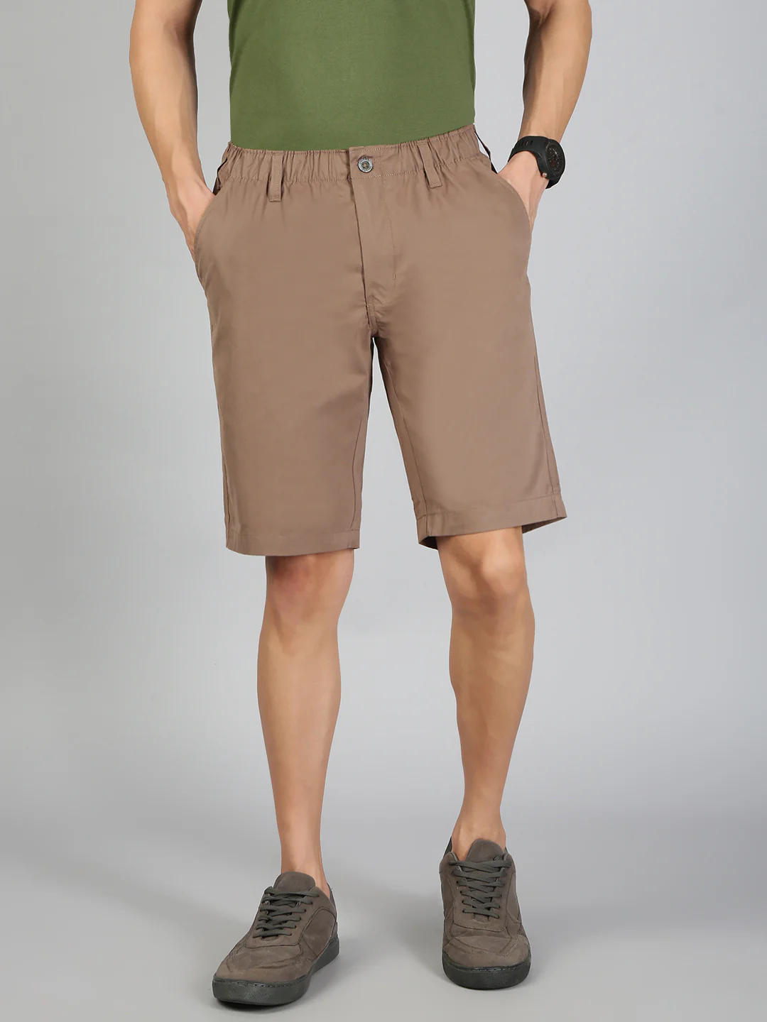 100% Combed Cotton Golf Boxer Shorts Dark Kakki GS7