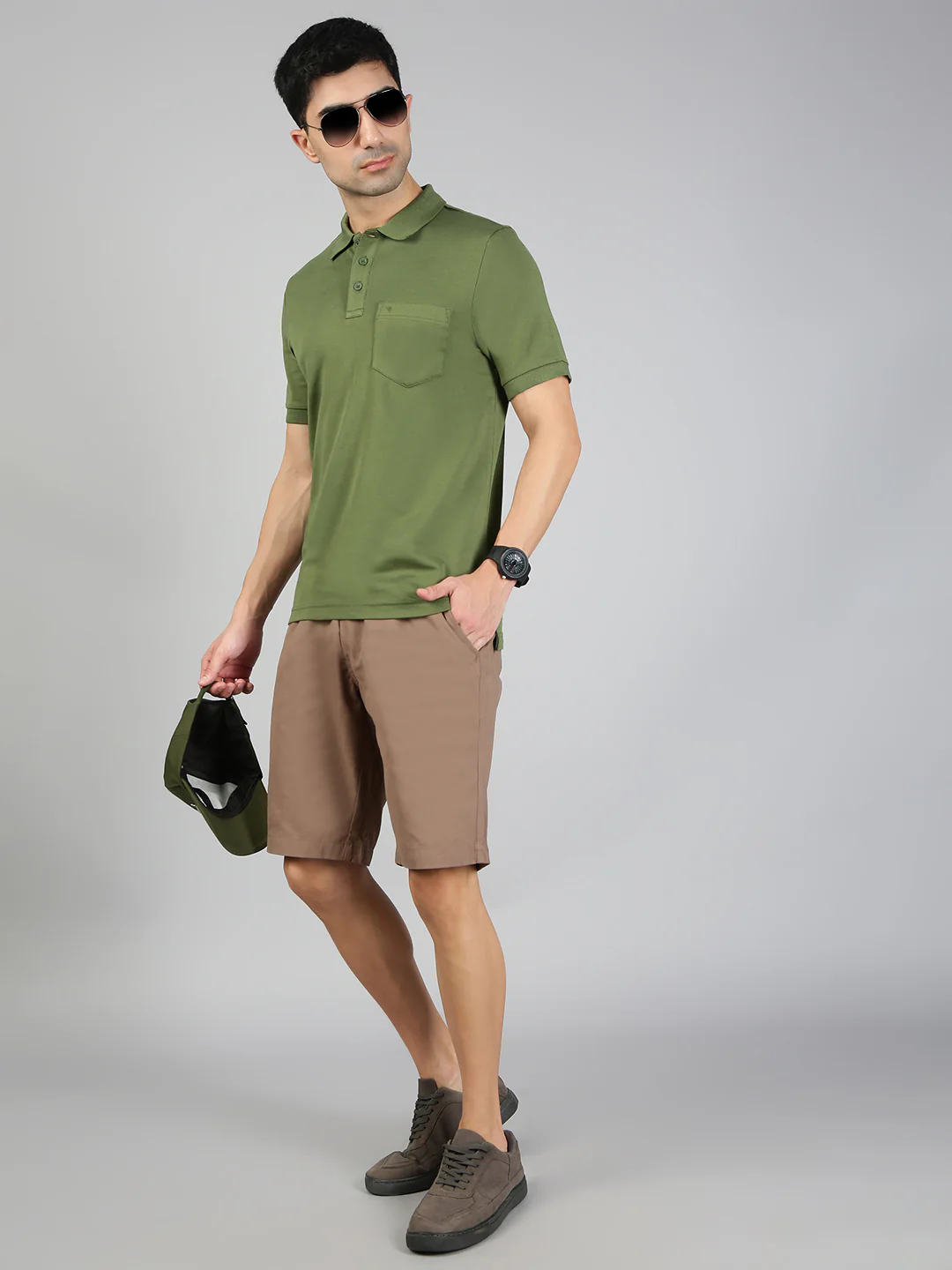 100% Combed Cotton Golf Boxer Shorts Dark Kakki GS7 - Image 3