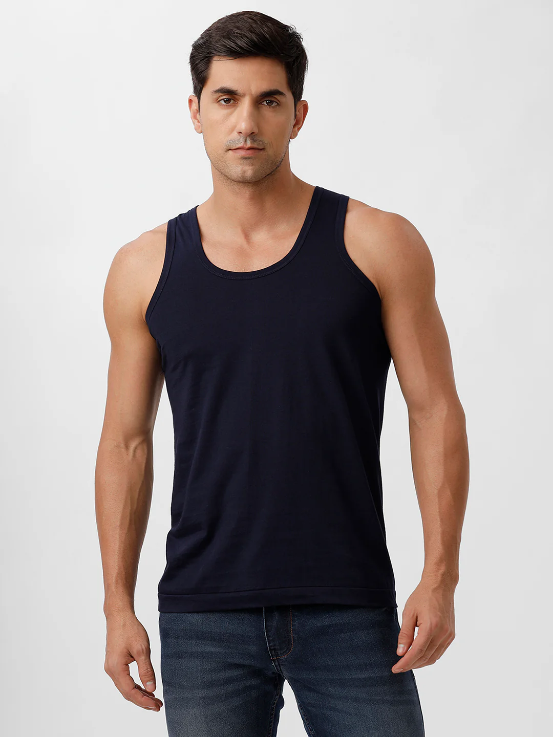 100% Combed Cotton Navy Vest RN Sukra (Pack of 2) - Image 3