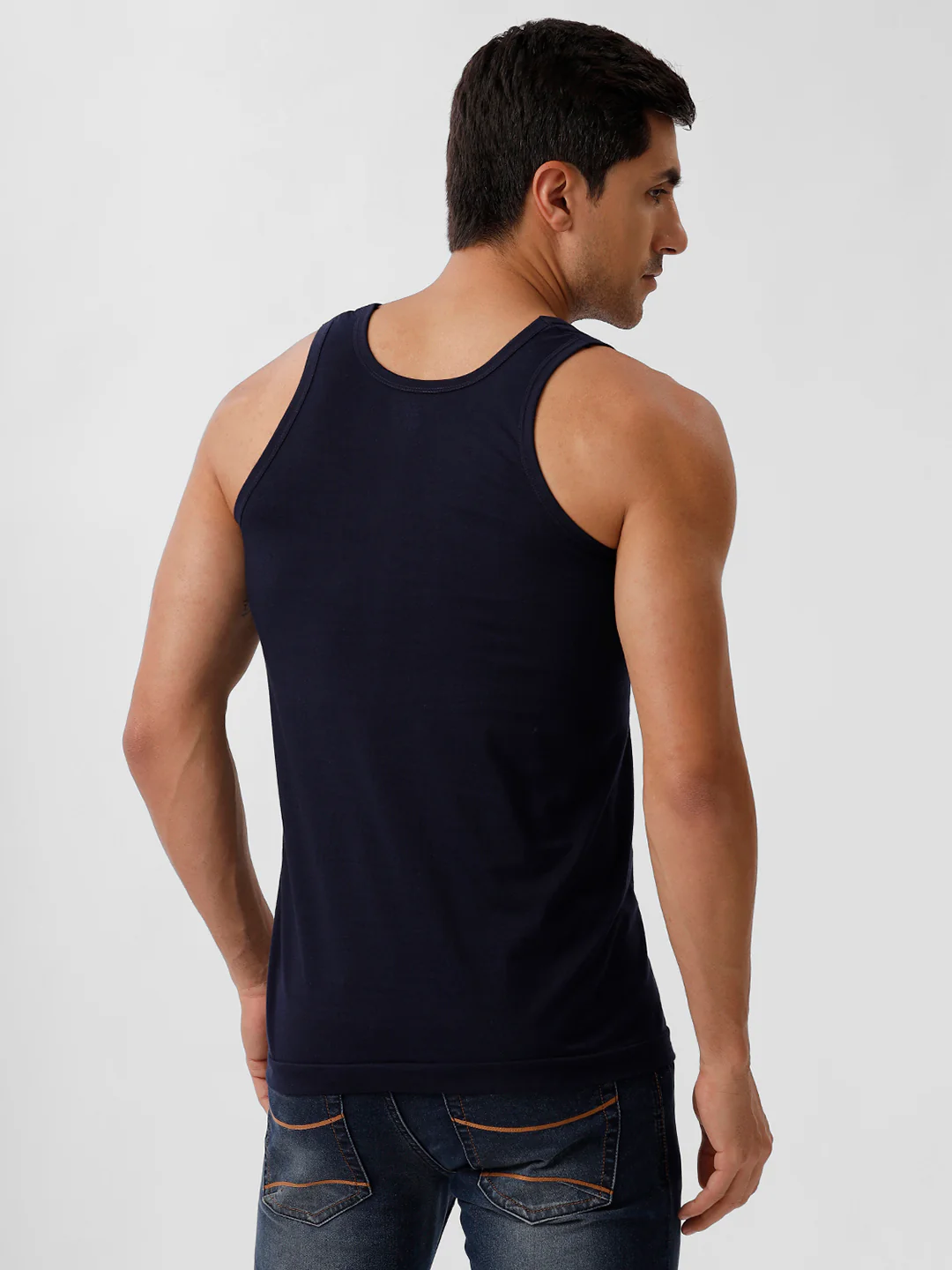 100% Combed Cotton Navy Vest RN Sukra (Pack of 2) - Image 5