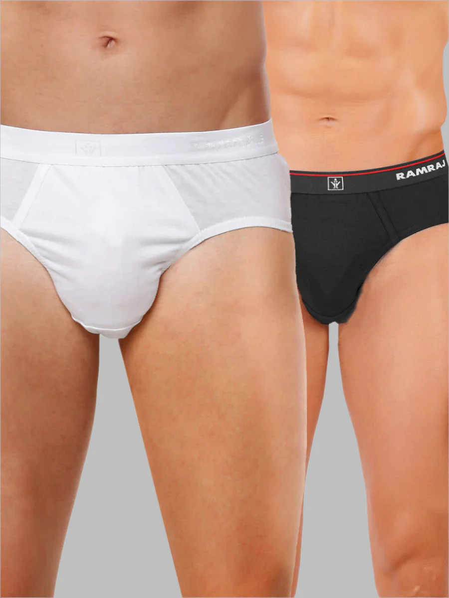 100% Combed Cotton Outer Elastic Black & White Briefs Suriya (2Pcs Pack)