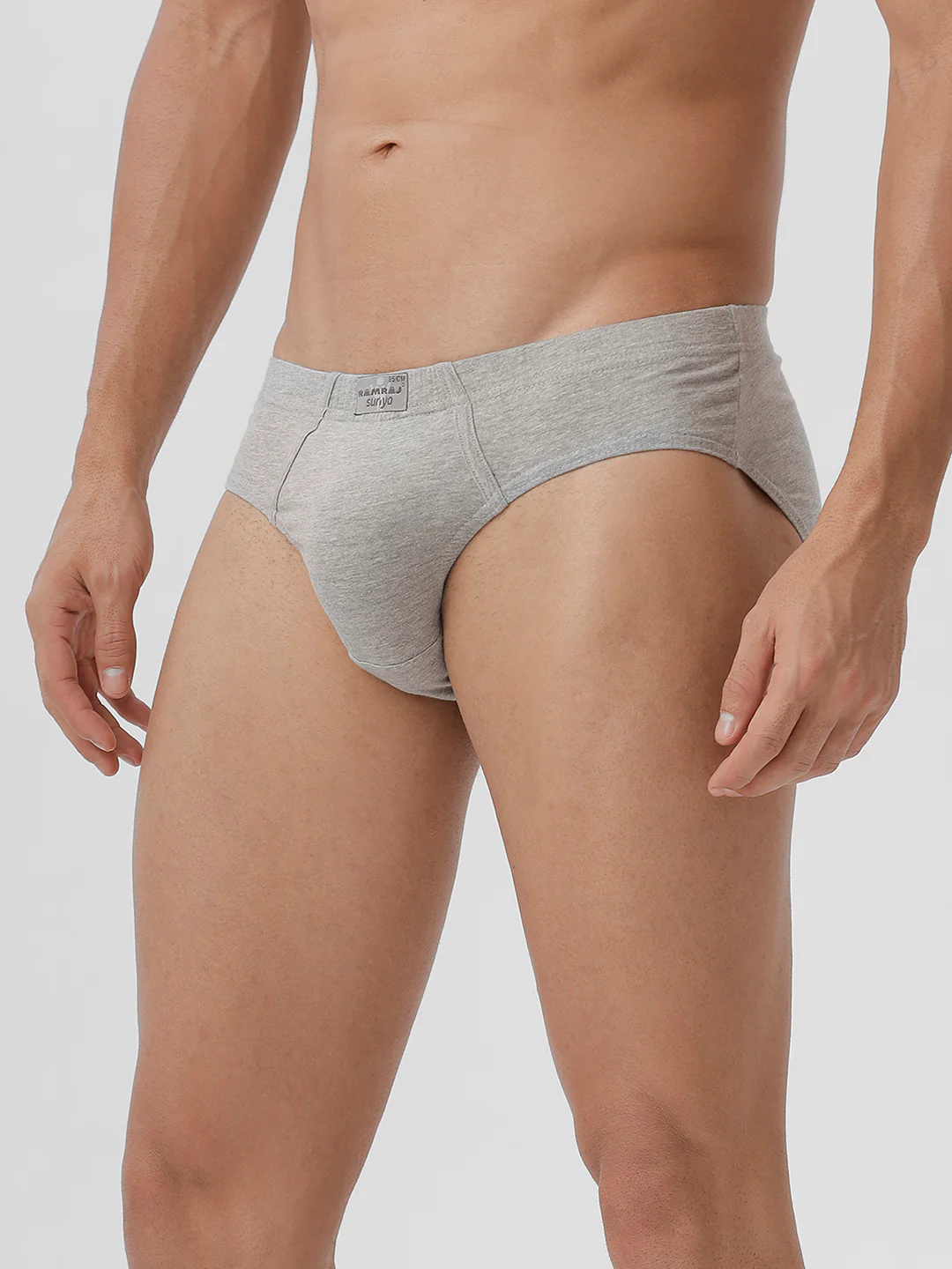 100% Combed Cotton Plus Size Briefs Suriya IE GreyMelange Pack of 2 - Image 2