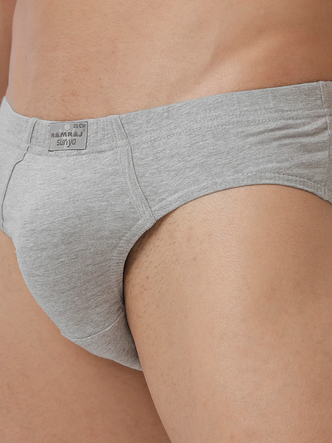 100% Combed Cotton Plus Size Briefs Suriya IE GreyMelange Pack of 2 - Image 3