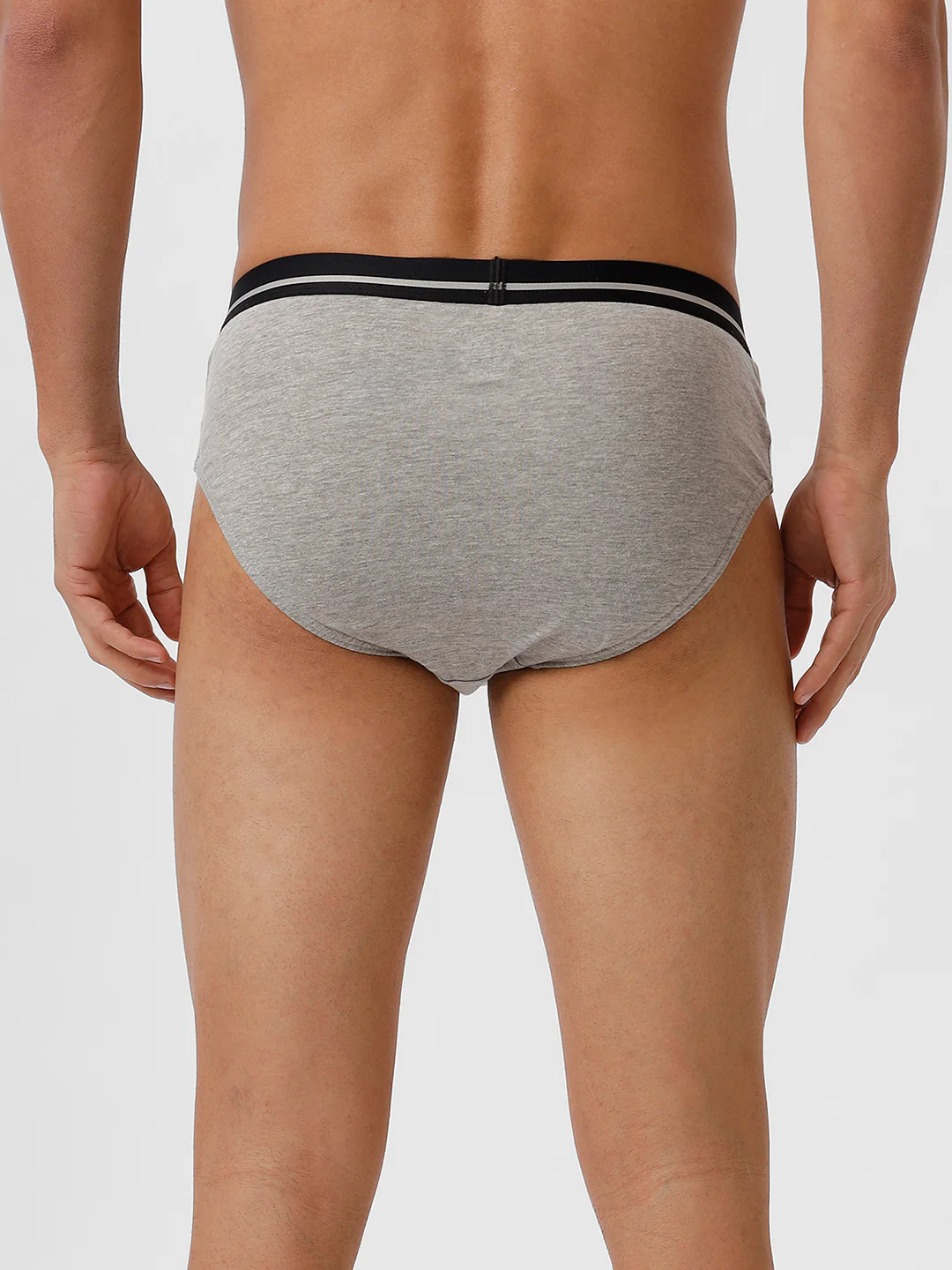 100% Combed Cotton Plus Size Briefs Suriya OE GreyMelange Pack of 2 - Image 4