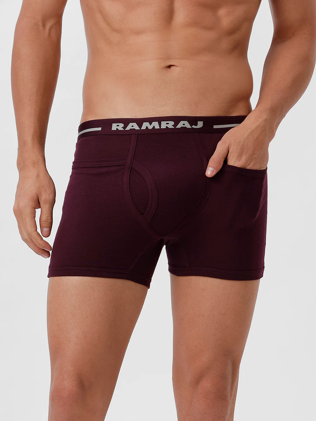 100% Combed Cotton Plus Size Pocket Trunks Target GrapeWine Pack of 2 - Image 2