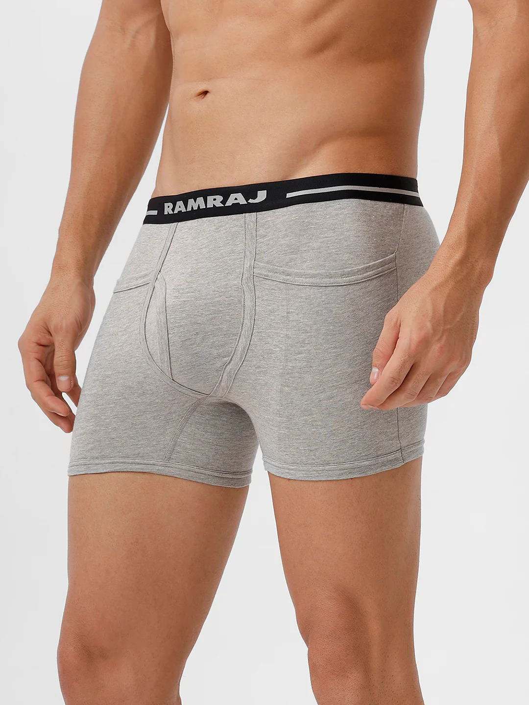 100% Combed Cotton Plus Size Pocket Trunks Target GreyMelange Pack of 2 - Image 3