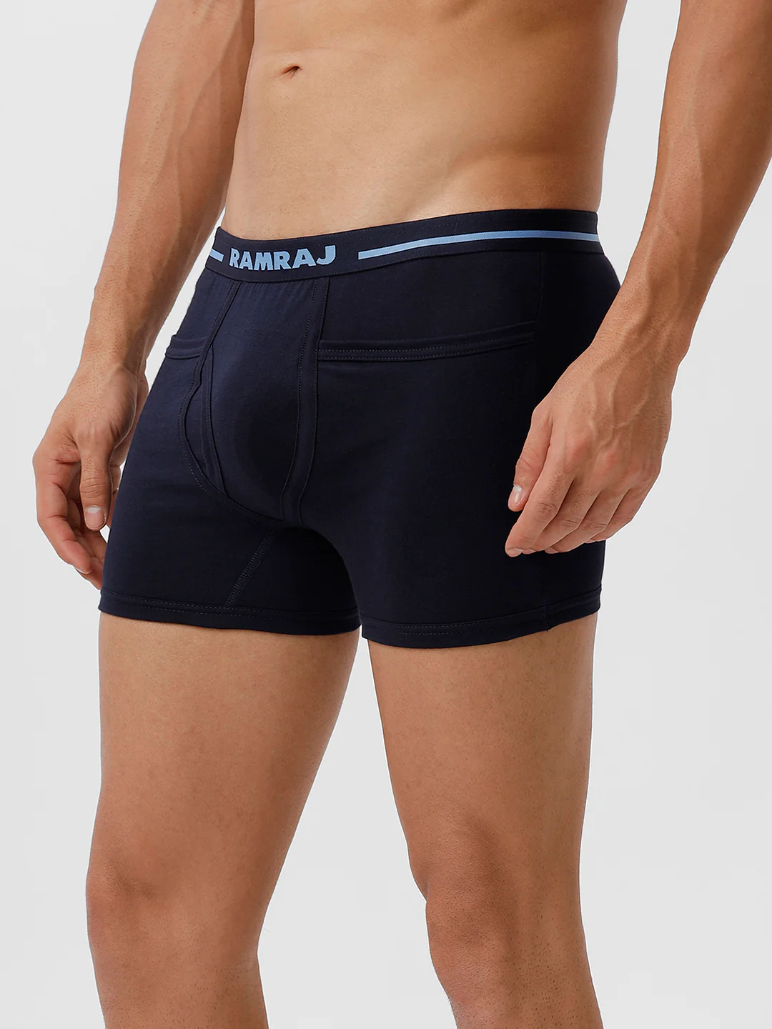100% Combed Cotton Plus Size Pocket Trunks Target Navy Pack of 2 - Image 3