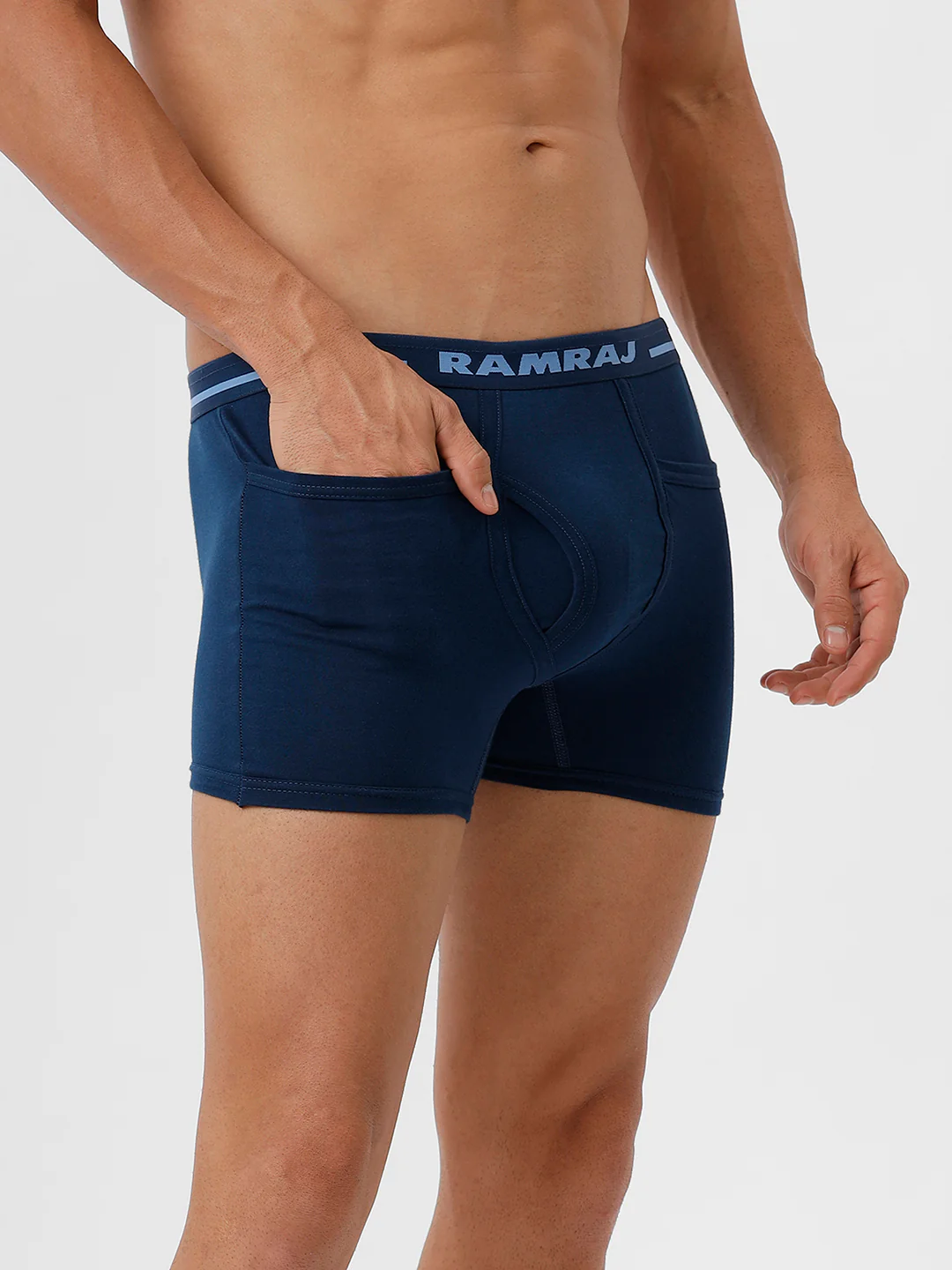 100% Combed Cotton Plus Size Pocket Trunks Target SPBlue Pack of 2 - Image 3