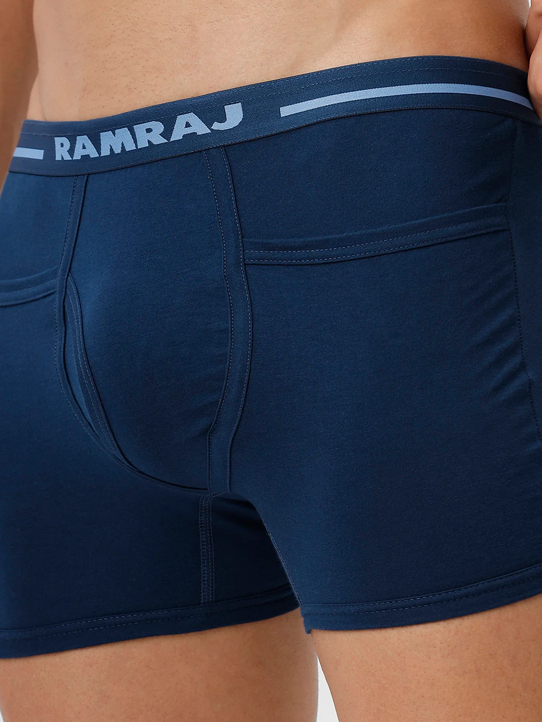 100% Combed Cotton Plus Size Pocket Trunks Target SPBlue Pack of 2 - Image 4