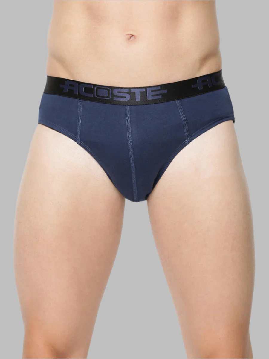 100% Combed Cotton Rib Assorted Colour Outer Elastic Brief Acoste 1015 (Pack of 2)
