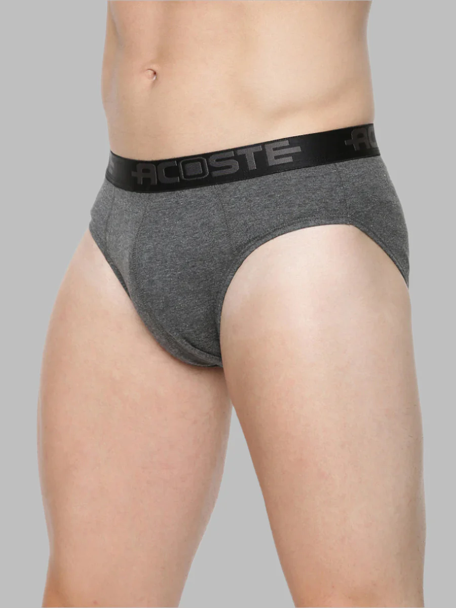 100% Combed Cotton Rib Assorted Colour Outer Elastic Brief Acoste 1015 (Pack of 2) - Image 3