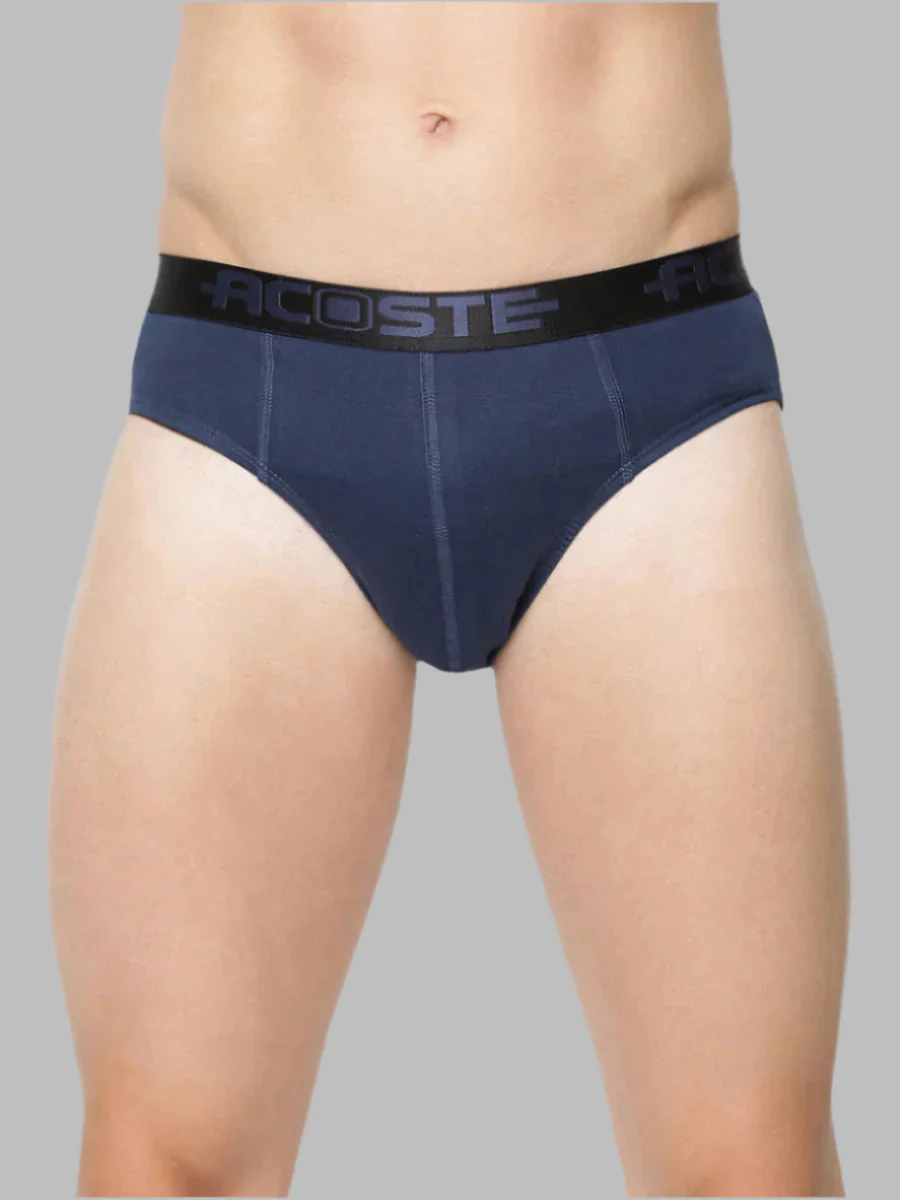 100% Combed Cotton Rib Assorted Colour Outer Elastic Brief Plus Size Acoste (Pack of 2)