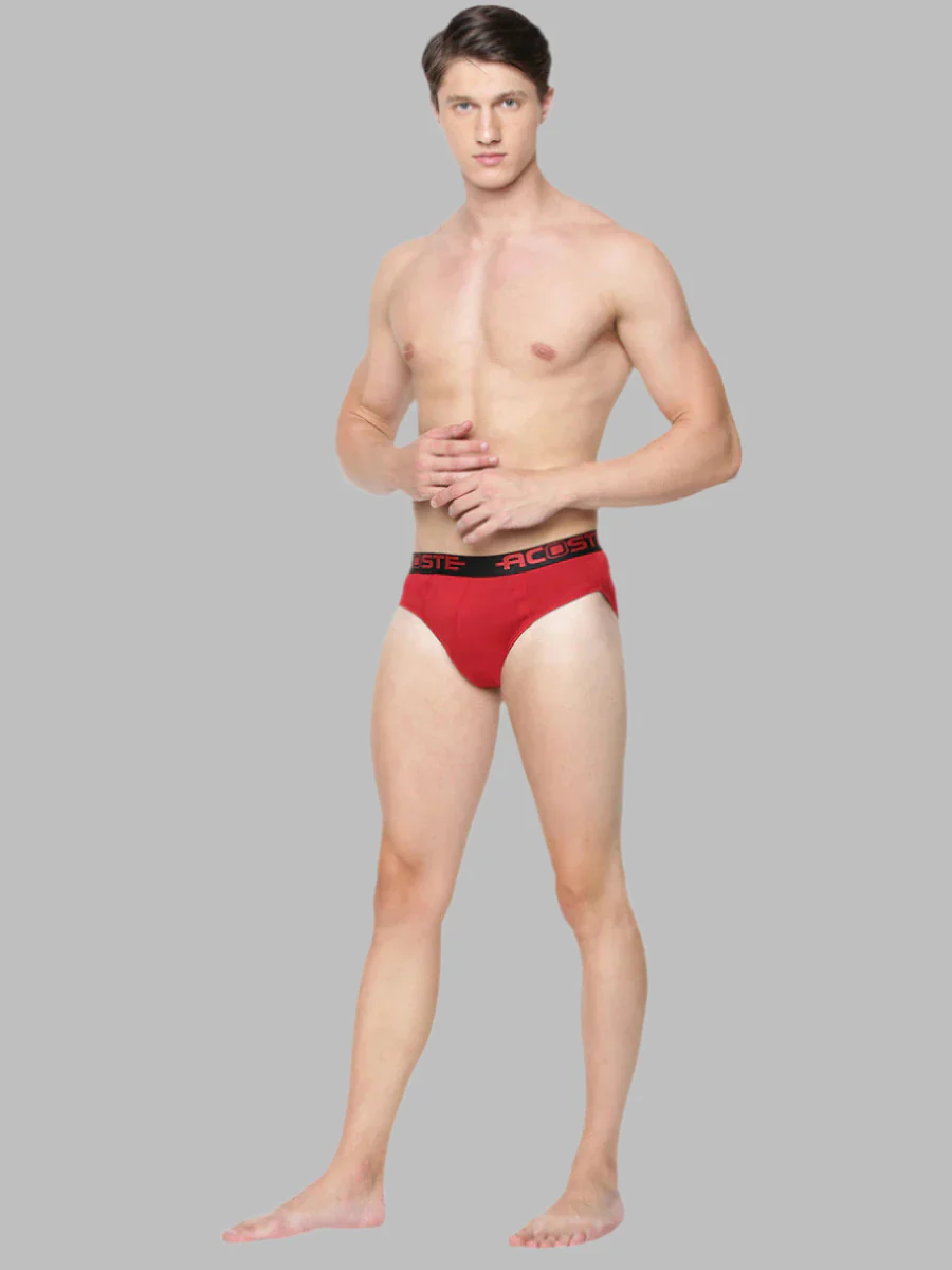 100% Combed Cotton Rib Assorted Colour Outer Elastic Brief Plus Size Acoste (Pack of 2) - Image 2