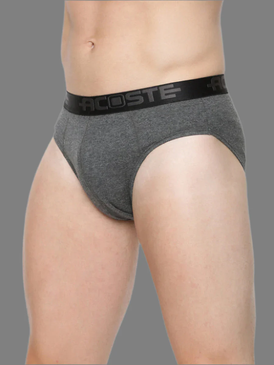 100% Combed Cotton Rib Assorted Colour Outer Elastic Brief Plus Size Acoste (Pack of 2) - Image 3