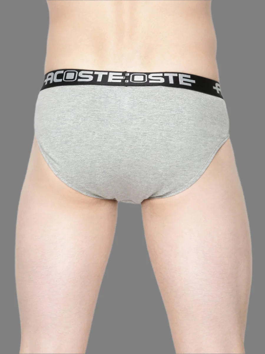 100% Combed Cotton Rib Assorted Colour Outer Elastic Brief Plus Size Acoste (Pack of 2) - Image 4