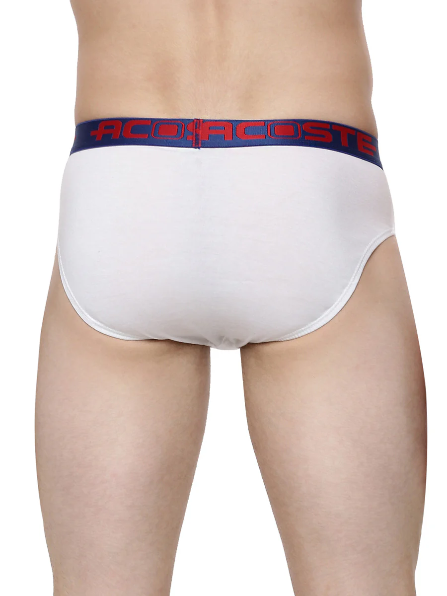 100% Combed Cotton Rib White Outer Elastic Brief Acoste 1015 (Pack of 2) - Image 4