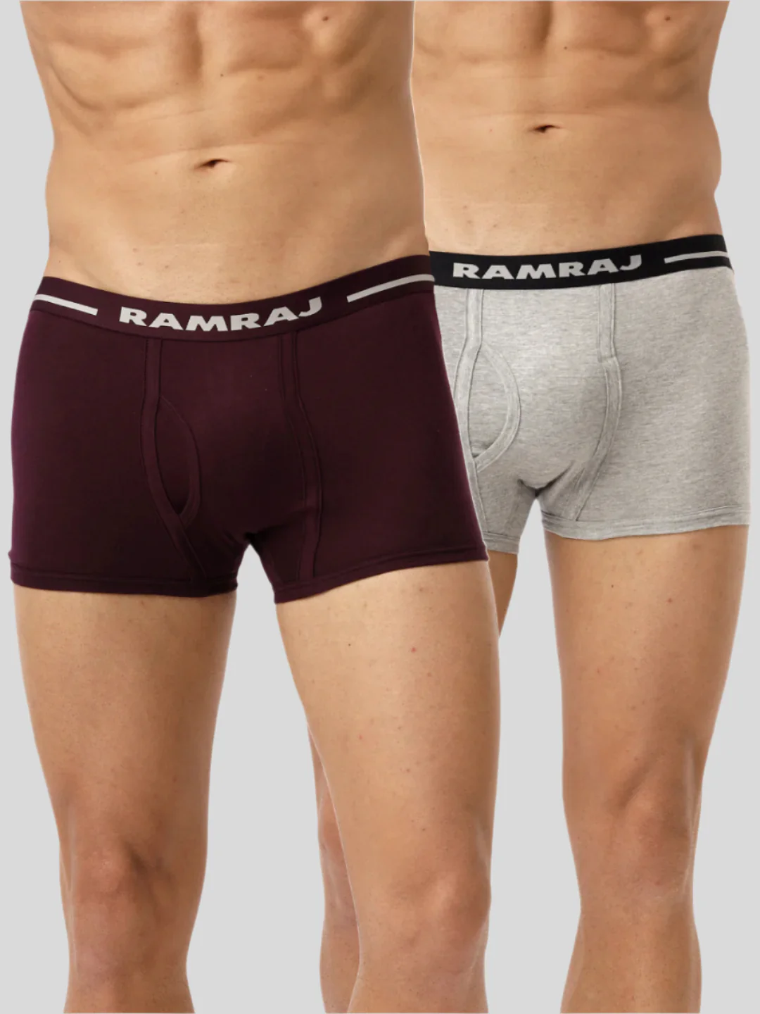 100% Combed Cotton Trunks 2 Pcs Combo GreyMelange and GrapeWine Vintrack