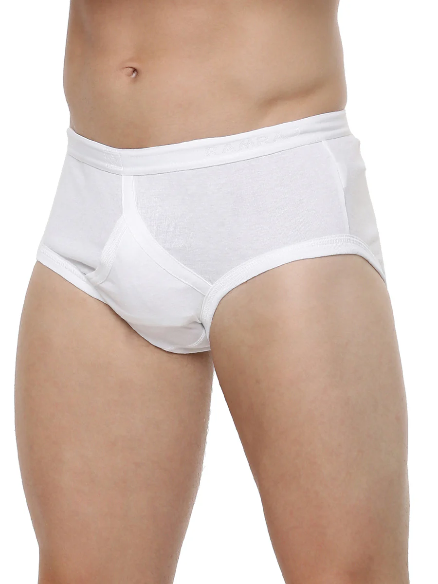 100% Combed Cotton White Outer Elastic Arrow Y Brief (Pack of 2) - Image 3