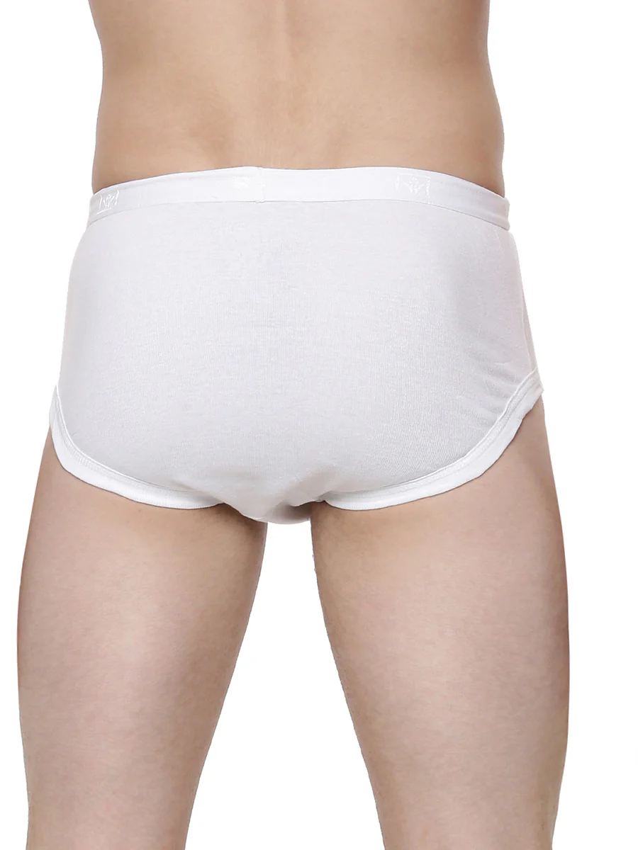 100% Combed Cotton White Outer Elastic Arrow Y Brief (Pack of 2) - Image 4