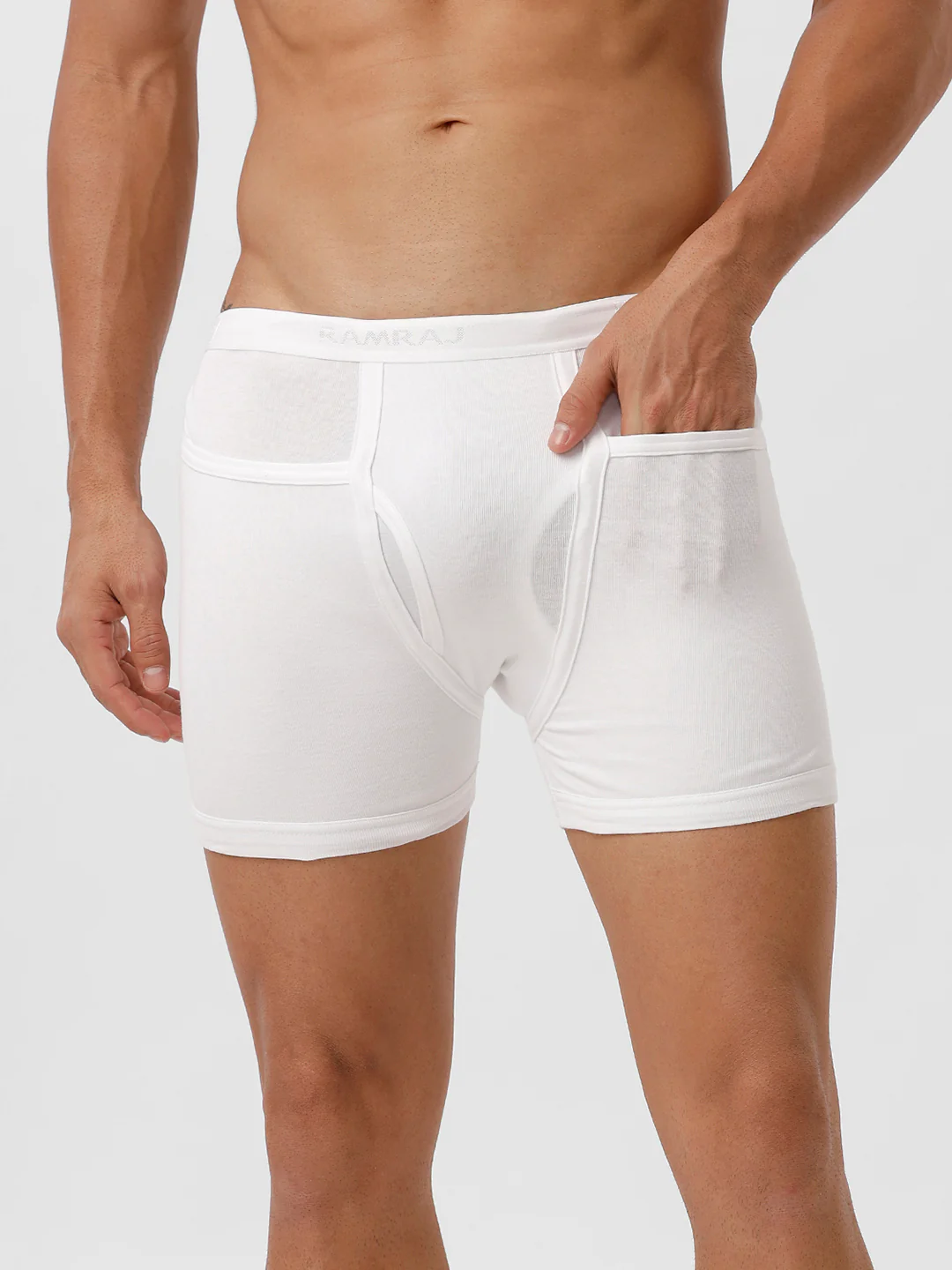 100% Combed Cotton White Pocket Trunk Imax Rib (Pack of 2)