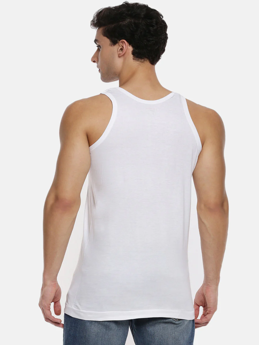 100% Combed Cotton White Pocket Vest RN Sukra (Pack of 2) - Image 3