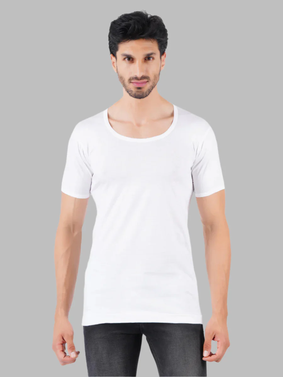 100 % Combed Cotton White Sleeves Vest RNS Rise Up (Pack of 2)