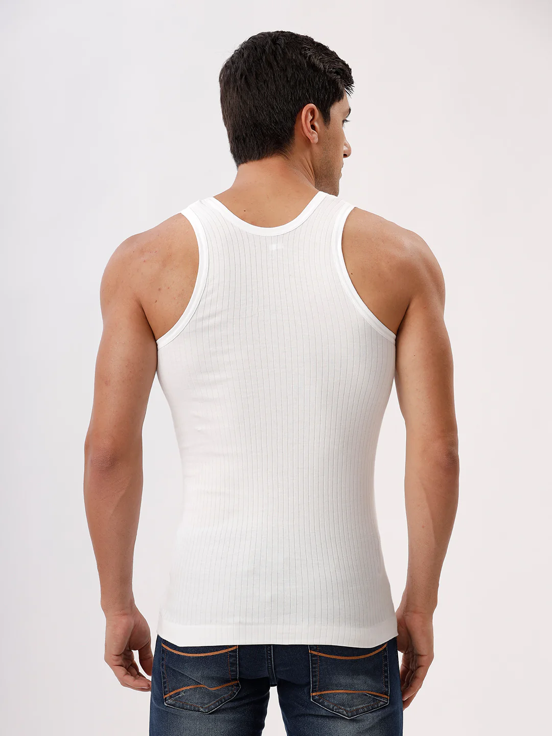 100% Combed Cotton White Striped Vest RN Gaurav (Pack of 2) - Image 4