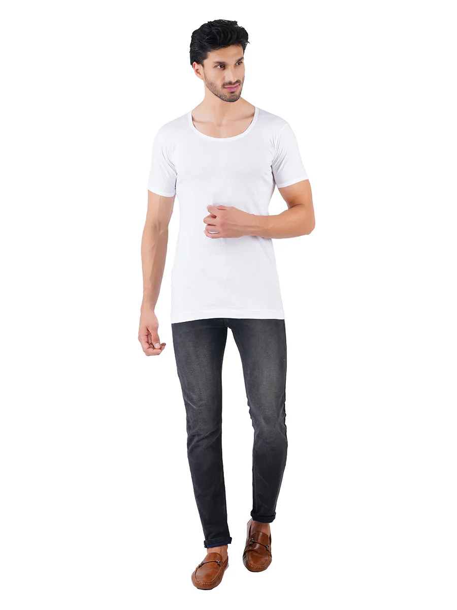 100% Combed Cotton White Vest PlusSize RNS Sukra (Pack of 2) - Image 4