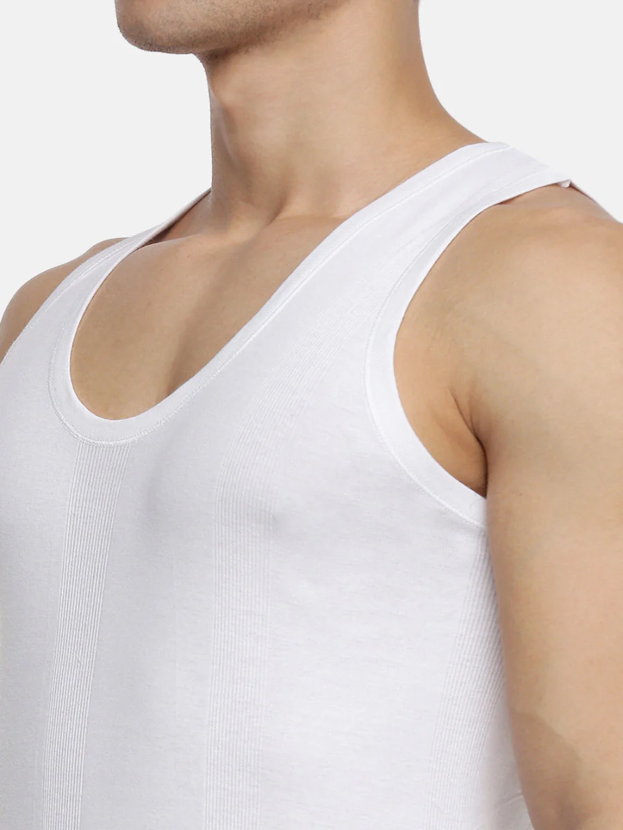 100% Combed Cotton White Vest RN Compact (Pack of 2) - Image 4