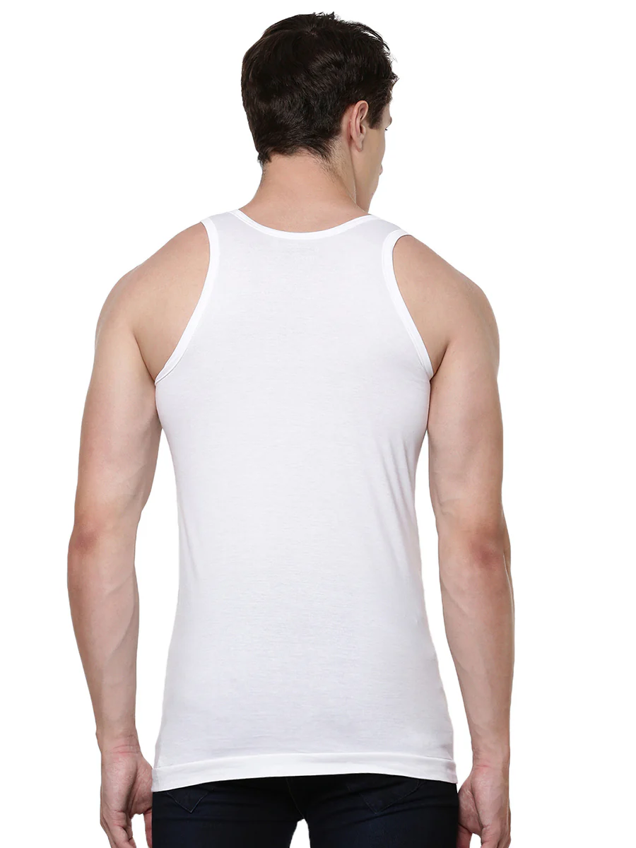 100 % Combed Cotton White Vest RN Plus Size (Pack of 2) - Image 3