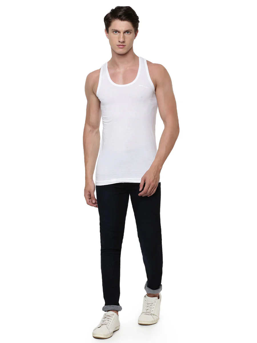 100 % Combed Cotton White Vest RN Plus Size (Pack of 2) - Image 4