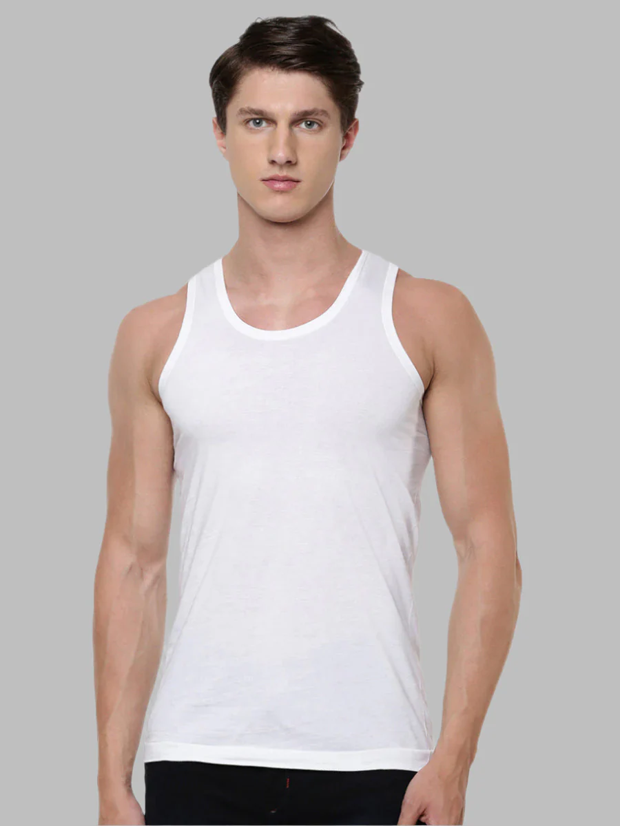 100 % Combed Cotton White Vest RN Plus Size Rise Up