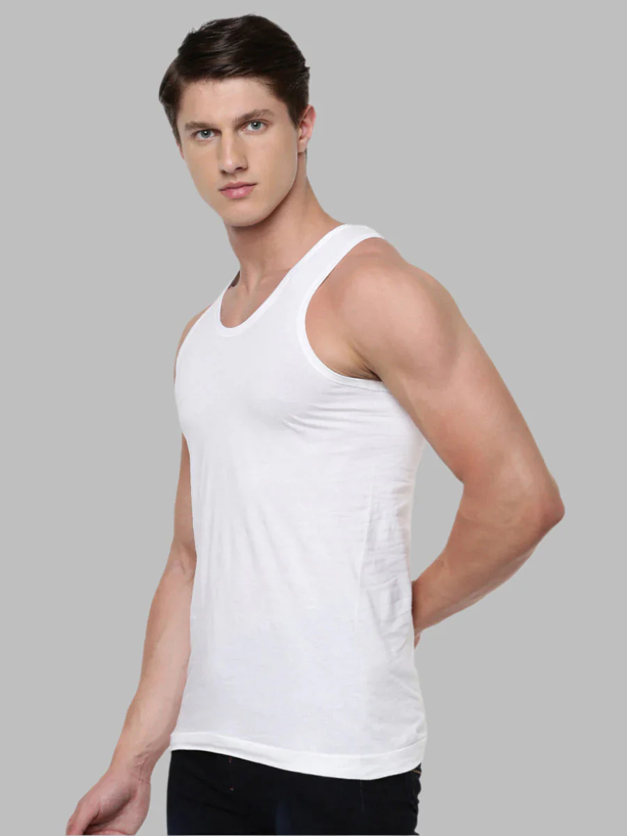100 % Combed Cotton White Vest RN Plus Size Rise Up - Image 2