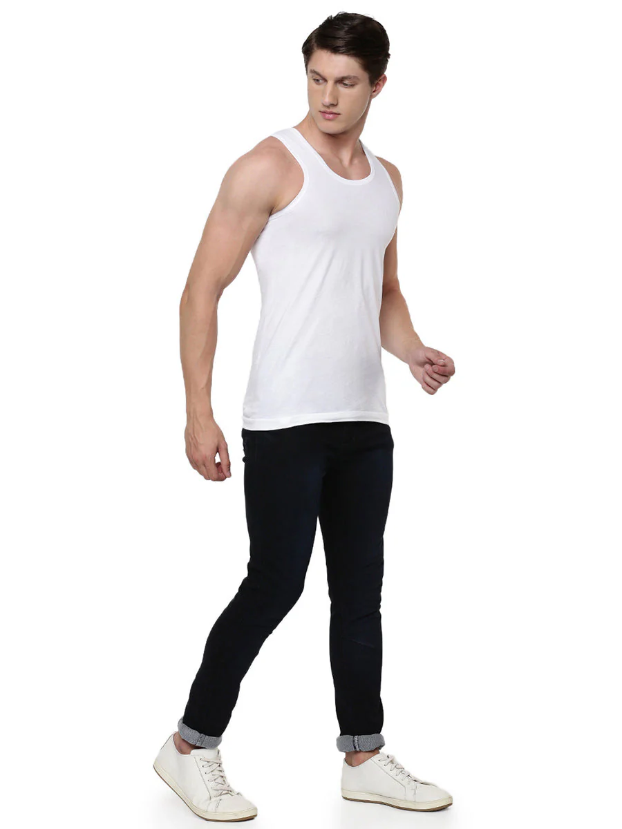 100 % Combed Cotton White Vest RN Plus Size Rise Up - Image 4