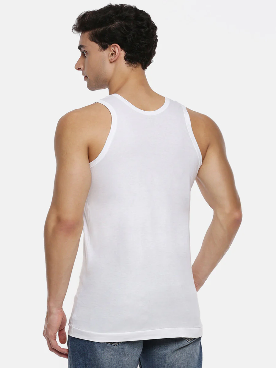 100% Combed Cotton White Vest RN Rise Up (Pack of 2) - Image 3