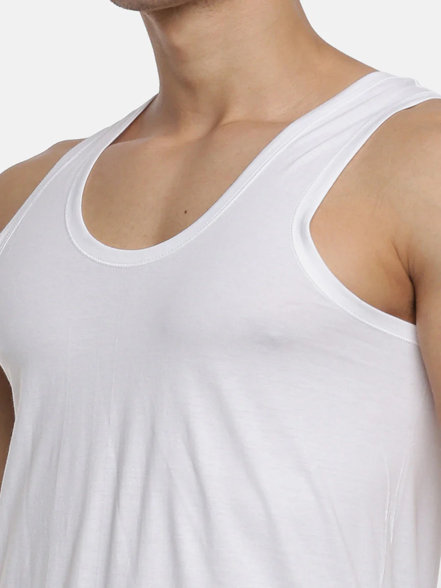 100% Combed Cotton White Vest RN Rise Up (Pack of 2) - Image 4
