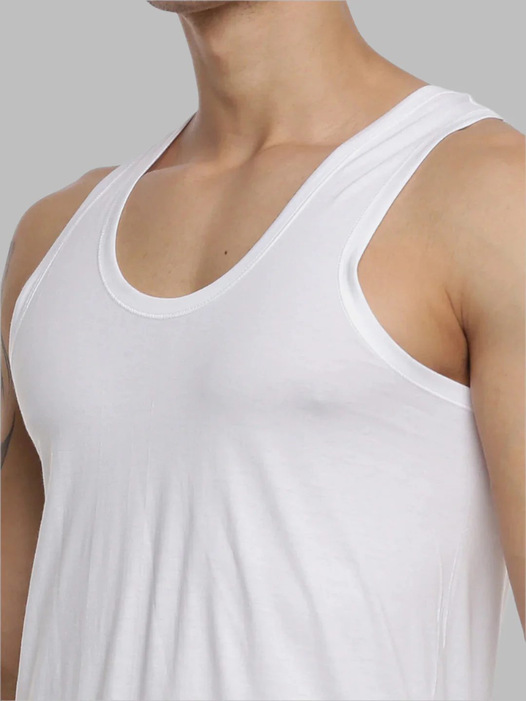 100% Combed Cotton White Vest RN Sukra Value Pack (Pack of 4) - Image 2