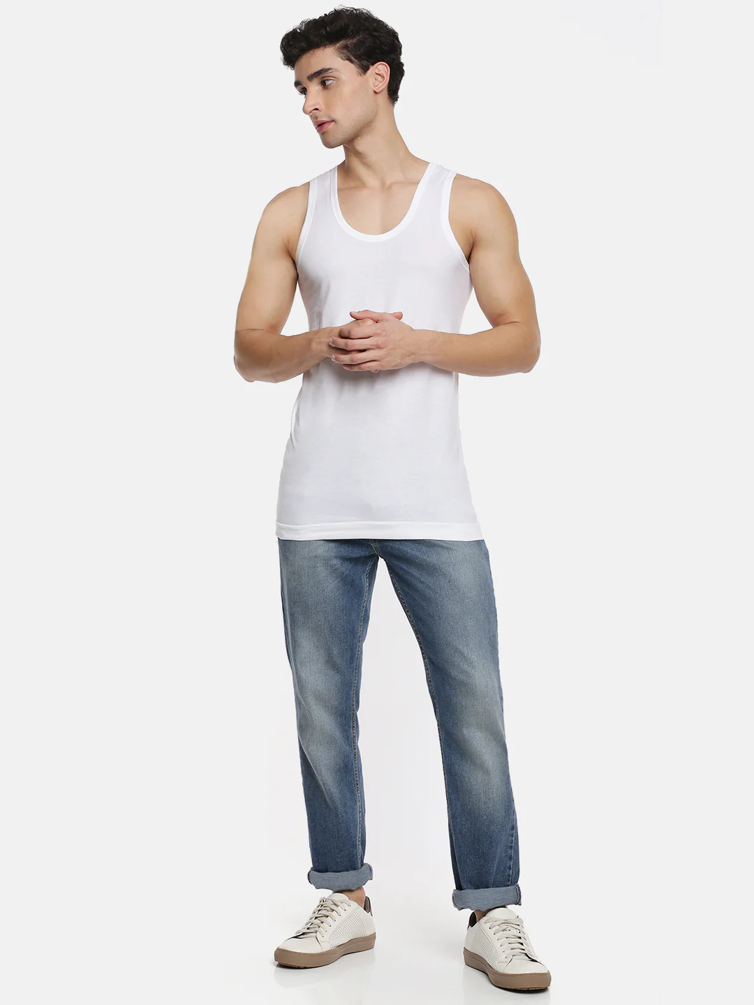 100% Combed Cotton White Vest RN Sukra Value Pack (Pack of 4) - Image 5